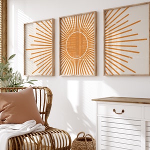 Boho Poster Set for Living Room, Bedroom or Hallway | Boho Sun Living Room Picture Set | Poster Set in A4, A3, 40x60, 50x75, 60x90 image 2