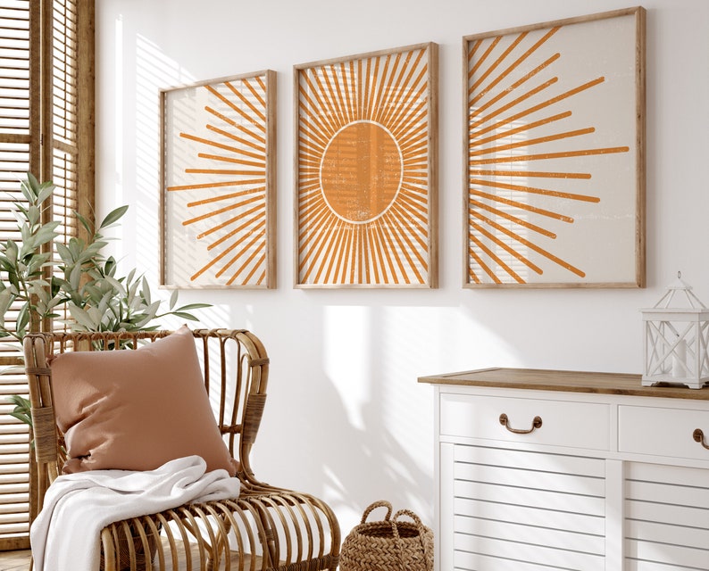 Boho Poster Set for Living Room, Bedroom or Hallway | Boho Sun Living Room Picture Set | Poster Set in A4, A3, 40x60, 50x75, 60x90 image 2