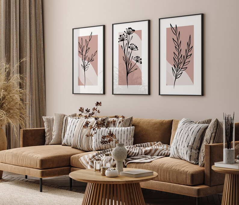 Produktbild von Metall Blumen Skulpturen Metall Wand Kunst Blumen Set 3-teilig - Boho Deko 36cm Für Wohnzimmer 3er Set Wanddekoration