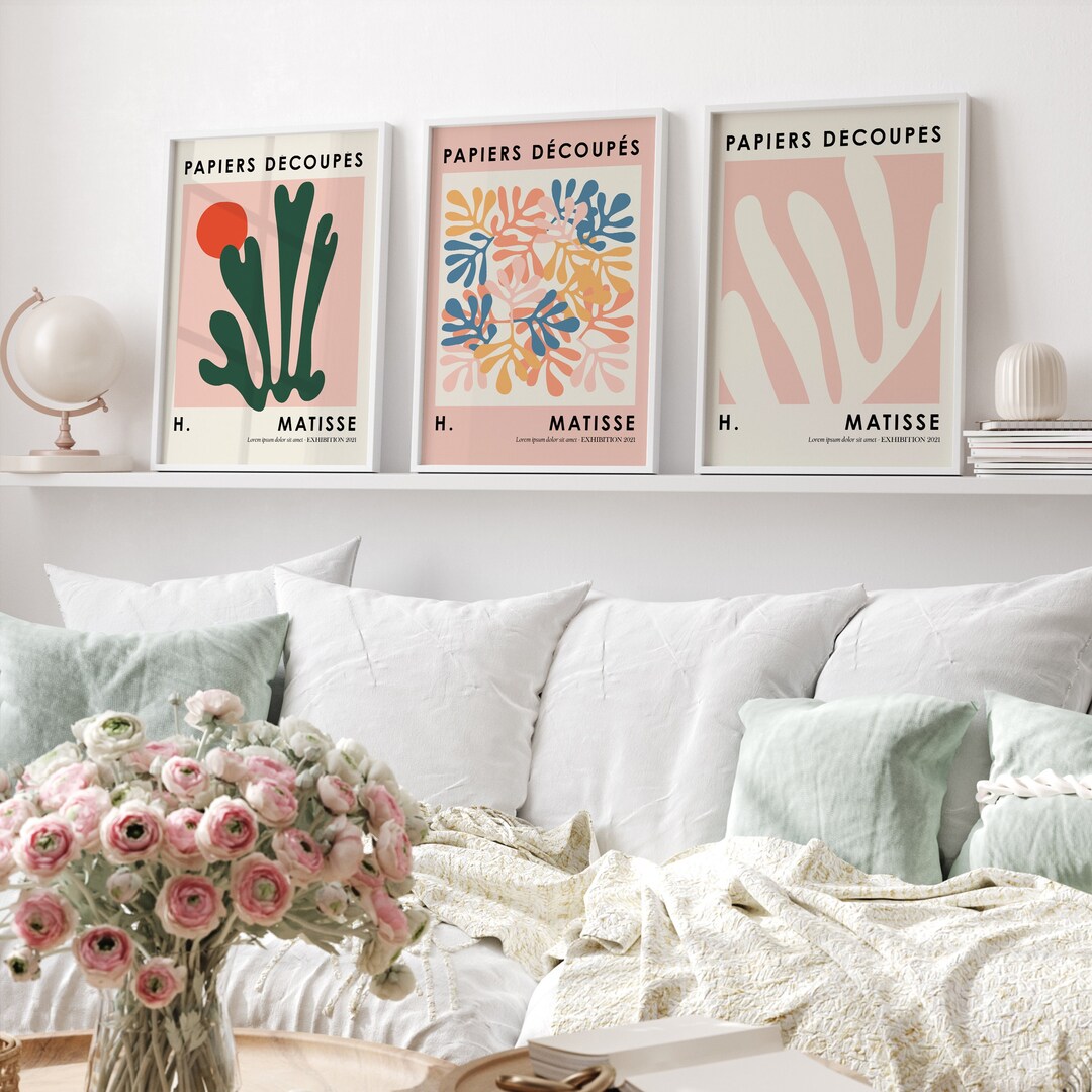 Matisse Vintage Pink Poster Set of 3 | Henri Matisse Abstract Poster ...