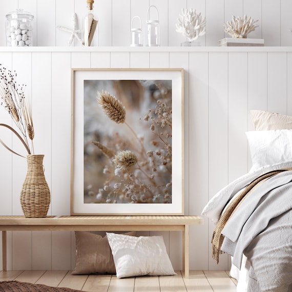 Trockenblume Poster | Wohnzimmer Poster Boho | Pampas Gras Wandbild Esszimmer | DIN A4 Rahmen | DIN A3 Rahmen