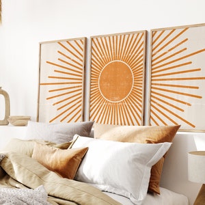 Boho Poster Set for Living Room, Bedroom or Hallway | Boho Sun Living Room Picture Set | Poster Set in A4, A3, 40x60, 50x75, 60x90 image 3