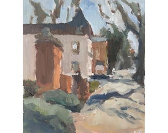 Original oil painting of street scene, small painting