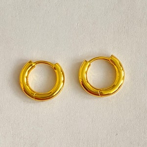 18k Gold Hoop Earrings | Small, Dainty,  Minimalist & Everyday Huggies | Gold plated With Brass | 1 Diameter