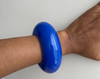 Chunky Blue Resin Cuff Bracelet: Bohemian Summer Jewelry (55MM)