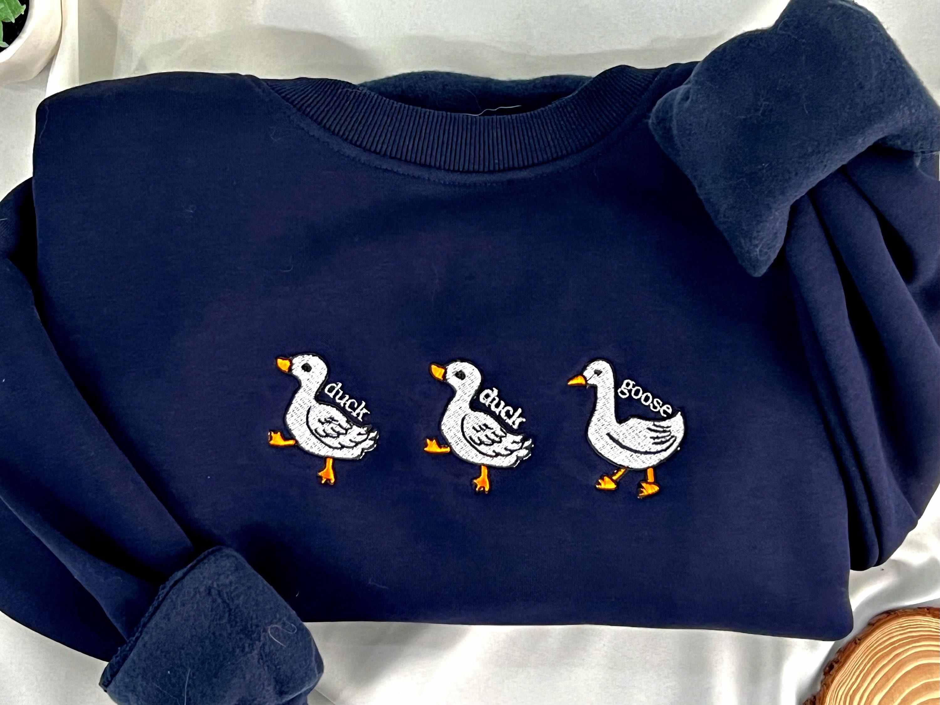 Discover Duck, Duck, Goose Embroidered Silly Goose Sweatshirt, Embroidered Goose Sweatshirt