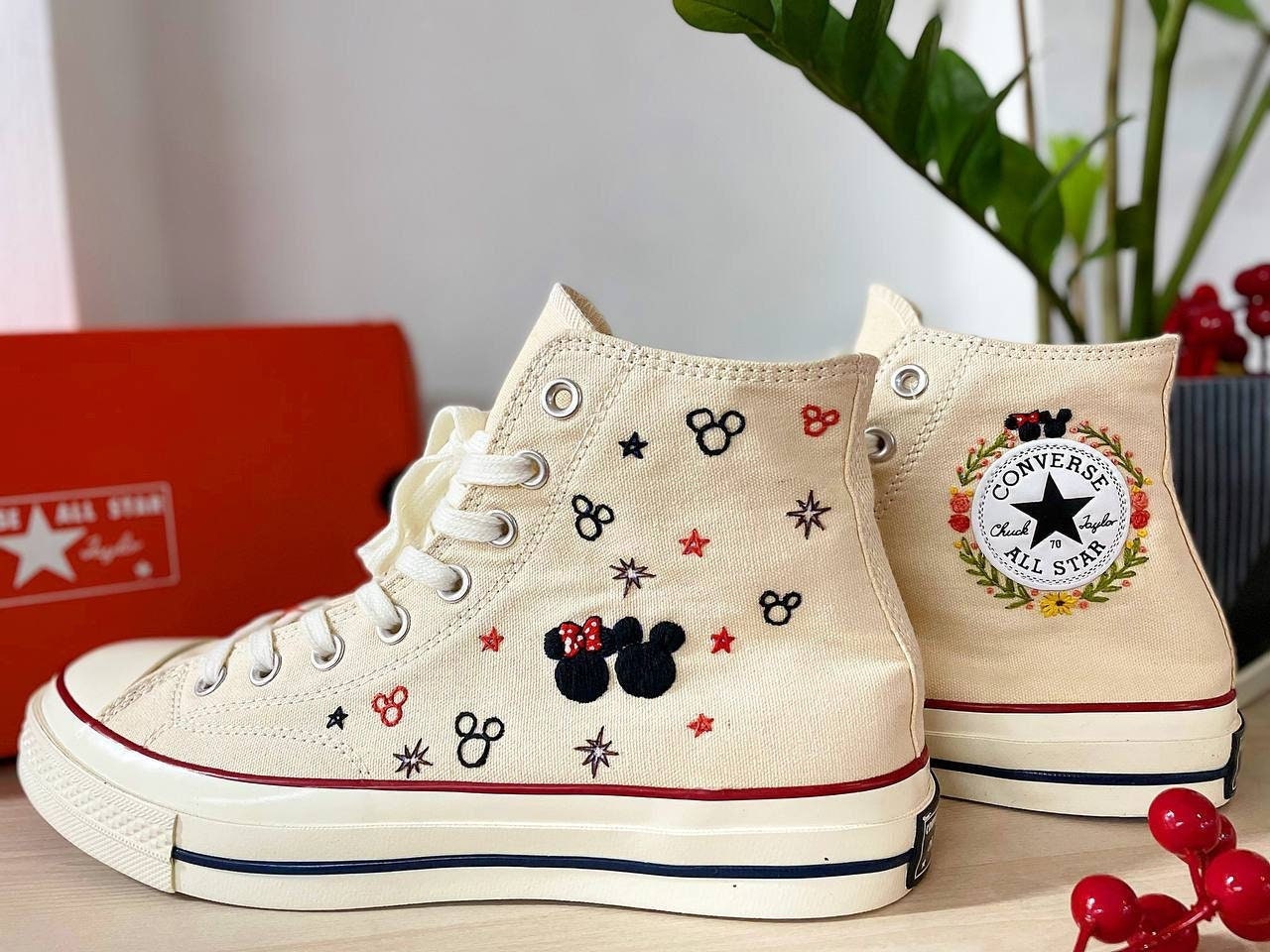 Bowling Telegraph Passerby Mickey Minnie Embroidery Converse Flowers Hand Embroidery - Etsy