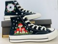 Vintage Mushroom Embroidered Converse, Flower High Tops, Floral Chuck Taylor 1970s, Wedding Shoes, Handmade Floral Converse Embroidery product logo