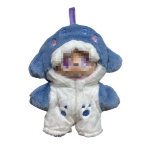 Shark Onesie Pajama for Labubu | Cute Doll Outfit for 7 Inch Labubu Figures | Handmade Clothes & Accessories