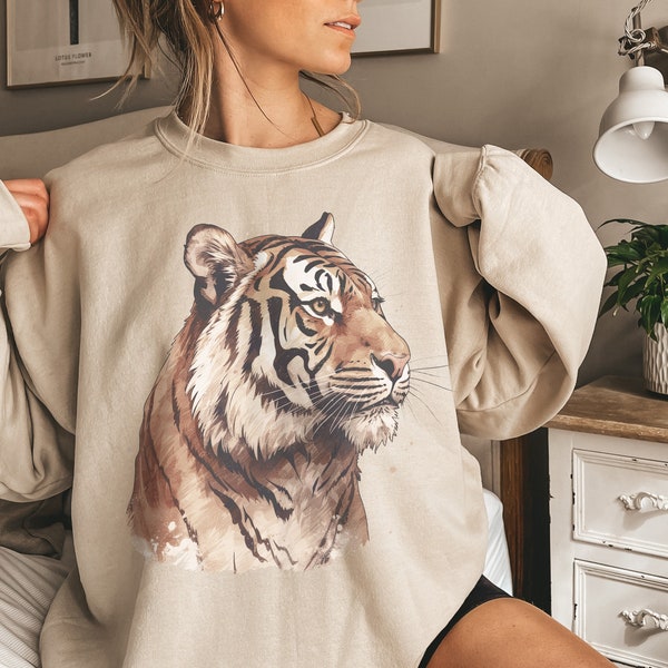 Oversize Sweatshirt with Tigers Print