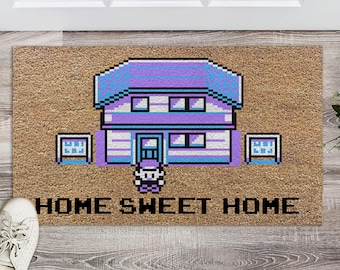 Home Sweet Home, Funny Printed Polyester Doormat, Video Game Doormat, New Homeowner Door Mat, Front Door Rug, Housewarming Gift