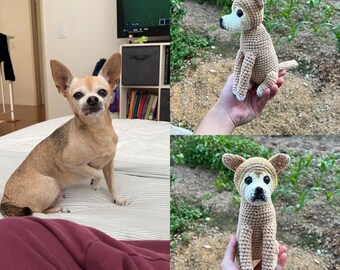 Custom Chihuahua Crochet Dog From Photo – Personalized Amigurumi Dog Plush – Pet Replica Gift – Handmade Dog Keepsake Memorial