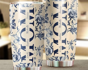 Custom Kids' Names Tumbler, Floral Mom Mother's Day Gifts, Personalized Floral Mama Tumbler, Custom Flower Gift, Mom Gift Mum Gift, Gift Mom