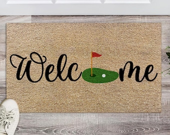 Golf Welcome Doormat, Golf Course Vibes Doormat, Hole in One Doormat, Golf Life Doormat, Golf Lover&#39;s Gift, Printed Polyester Doormat