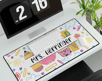 Personalized Teacher Desk Mat, Custom Teacher Gift, Teacher Appreciation Gift, Teacher's Assistant Mouse Pad, Funny Teacher Desk Mat