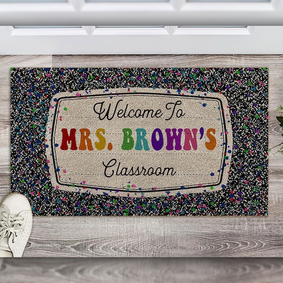 Custom Teacher Welcome Mat, Personalized Classroom Doormat, Back to School Decor, Classroom Decor, Teacher Rug, Classroom Rug, Teacher Gifts