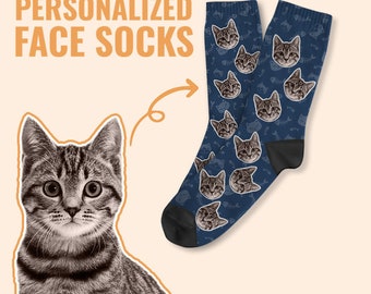 Personalized Face Socks, Customized Cat Socks, Put Cute Cat On Custom Socks, Cute Socks, Pet Lovers Gift, Family Gift