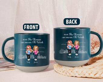 Personalized Office Mug for Coworker, Funny Work Friend Gift,“You’re the Reason I Don’t Punch People at Work” Coffee Cup, Custom Besties Cup
