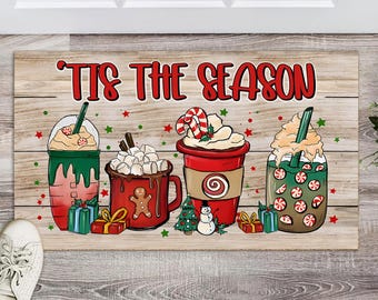 Tis The Season Doormat, Christmas Doormat, Holiday Welcome Mat, Festive Entryway Decor, Front Porch Decor, Christmas Gift for Her, Xmas Gift