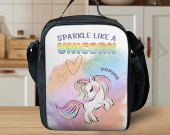 Sparkle Like A Unicorn Lunchtas, gepersonaliseerde lunchtas, terug naar school cadeau voor kinderen, zoon, dochter, schoolkinderen, student, cadeau aanmoedigen