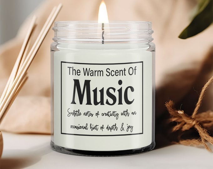 The Warm Scent Of Music Candle, Music Gifts, Music Teacher Gifts, Music Teacher Retirement Gift, Music Plaque, Music Producer Gift