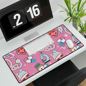 Nurse Cute Pink Deskmat, Personalized Nurse Desk Mat, Custom Nurse Gift, Nurse Appreciation Gift, Nursing Gifts, Christmas Gift for Her