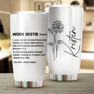 Work Bestie Ice Coffee Cup, Work Bestie Gift, Emotional Support Coworker Gift, Work Bestie Tumbler, Coworker To Friend Gift, Friend Mug