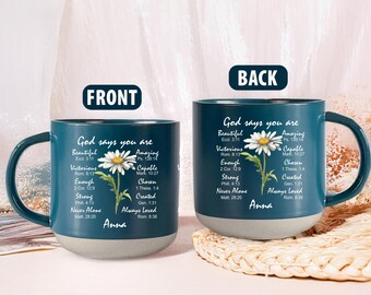 Personlig kristen keramikmugg med bibelverser, anpassad blommig kaffekopp, religiös present till kvinnor, trosinspirerande, kristen
