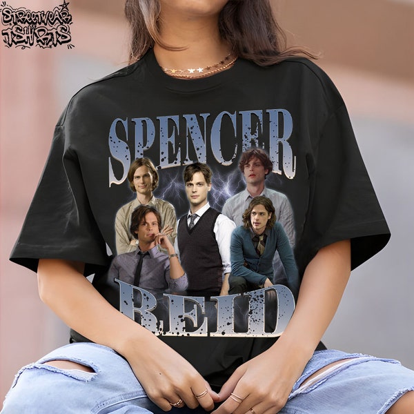 Spencer Reid Vintage Graphic 90s Tshirt, Character Homage Graphic T-shirt Unisex, Bootleg Retro 90's Fans Tee, Custom Photo Shirt