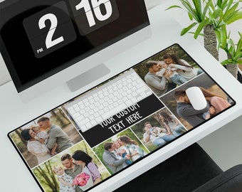 Photo Collage Desk Mat, Custom Picture Desk Pad, Personalized Mouse Mat, Desk Accessories, Photo Desk Mat, Father&#39;s Day Gift
