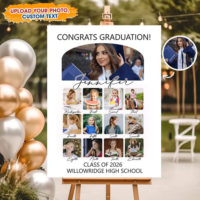 Custom Graduation Photo Poster Class of 2026, Personalized School Years ...