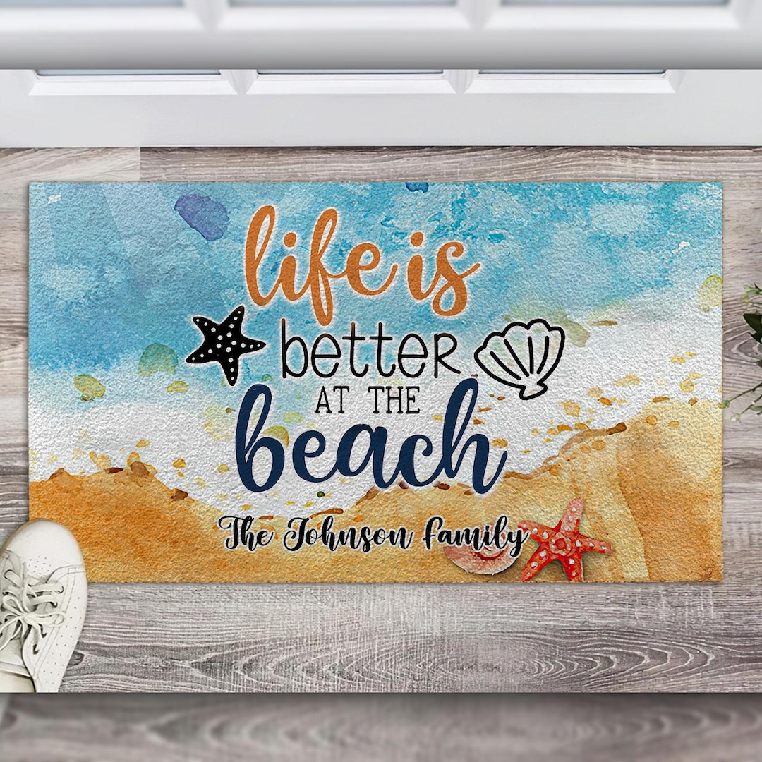 Life is Better at the Beach Doormat, Beach House Door Mat, Printed ...
