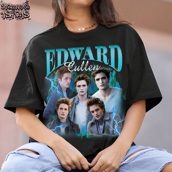 Edward Cullen Vintage Graphic 90s Tshirt, Fictional Character Homage Graphic T-shirt Unisex, Bootleg Retro 90's Fans Tee, Custom Photo Shirt