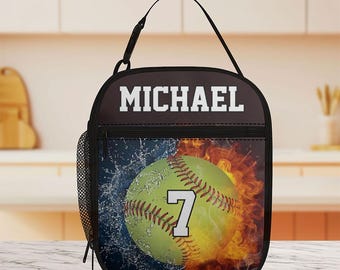 Custom Baseball Basketball Sport Lovers Lunch Bag, Personalized Baseball Lover Bag, Gift For Boys Mens, Football Lunch Bag, Back To School