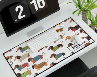 Cute Dachshund Personalized Deskmat, Funny Dachshund Mouse Pad, Custom Dachshund Gift, Dachshund Desk Decor, Weiner Dog Gift, Dachshund Mom