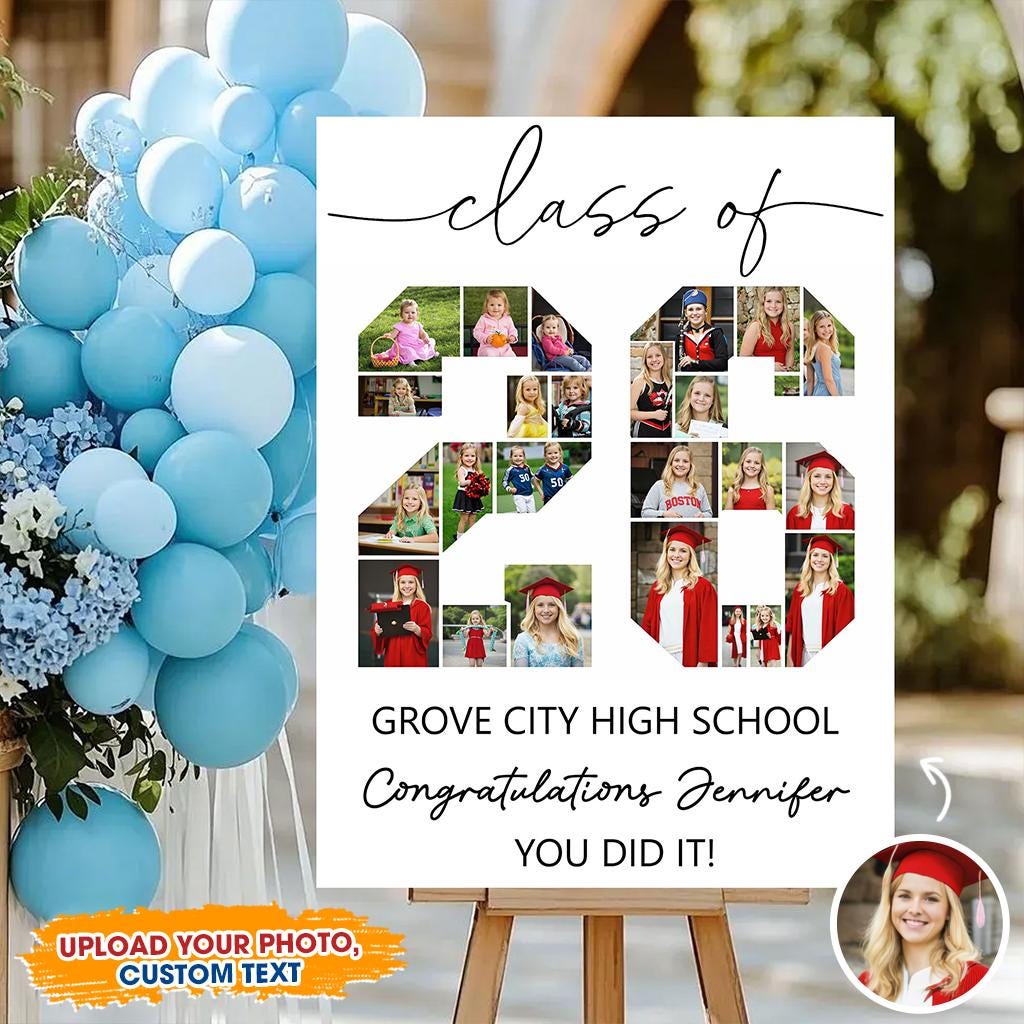 Custom Graduation Photo Poster Class of 2026, Personalized Grad Party ...