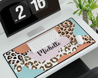 Cowhide Custom Name Desk Mat, Personalized Cowgirl Mouse Pad, Cowgirl Desk Accessories, Western Office Desk Decor, Cowgirl Custom Gift