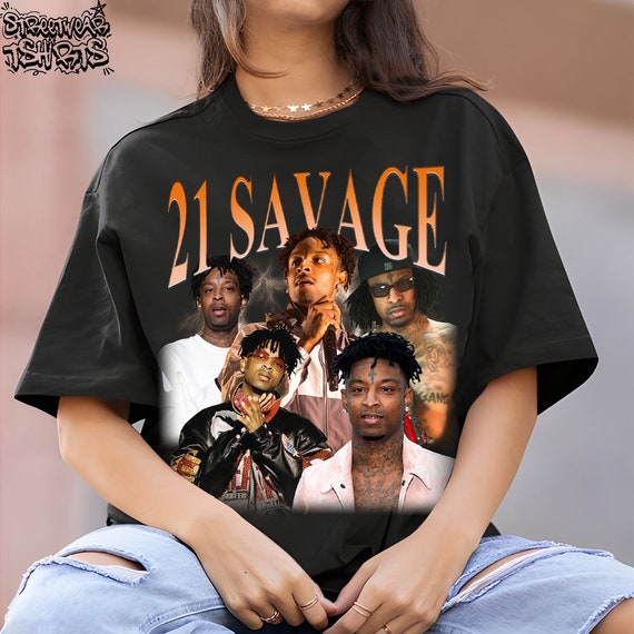 21 Savage Vintage Graphic 90s Tshirt, Hiphop Rapper Homage Graphic T-shirt  Unisex, Bootleg Retro 90's Fans Tee, Custom Photo Shirt 