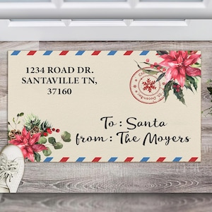 Christmas Envelope Doormat, Christmas Doormat, Holiday Welcome Mat, Festive Entryway Decor, Front Porch Decor, Christmas Gift for Her