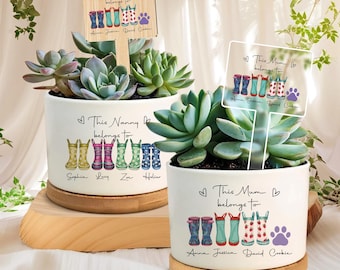 Personalized Mum Plant Pot, This Mum Belongs To, Custom Kids Names Planter, Gift for Mum from Children, Mother's Day Succulent Pot