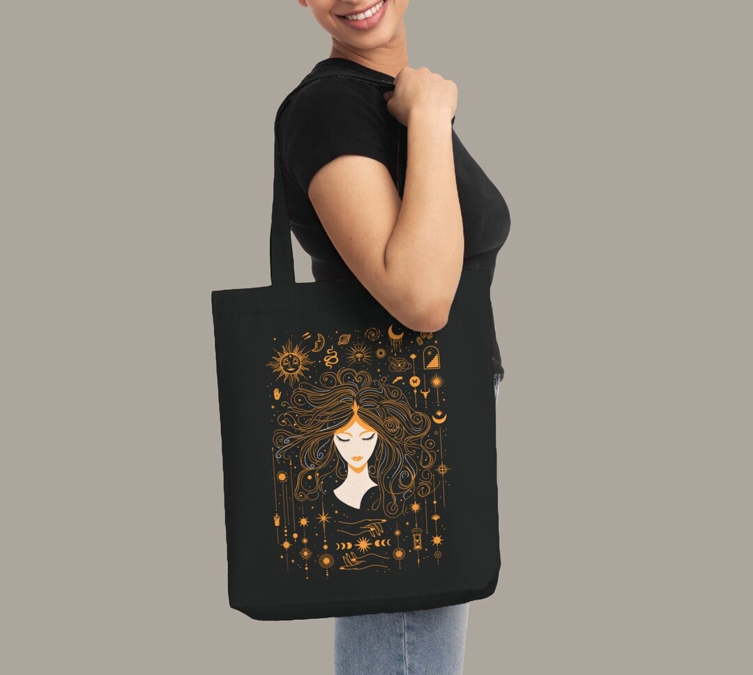 Celestial Pattern Print Leather Tote Bag main image 1