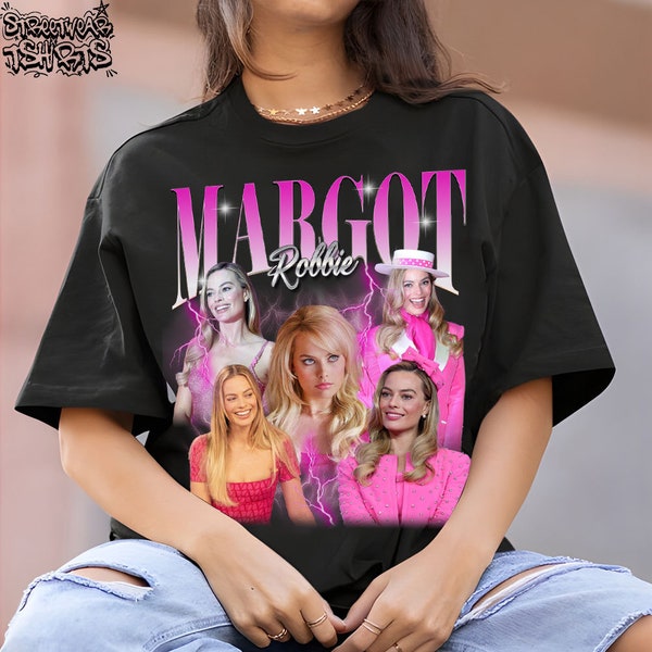 Margot Robbie Vintage Graphic 90s Tshirt, Actress Homage Graphic T-shirt Unisex, Bootleg Retro 90's Fans Tee, Custom Photo Shirt