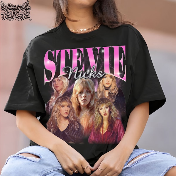 Stevie Nicks Vintage Graphic 90s Tshirt, Singer Homage Graphic T-shirt Unisex, Bootleg Retro 90's Fans Tee, Custom Photo Shirt