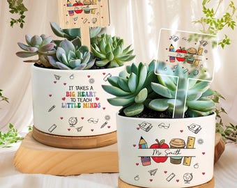 Kundenspezifisches Geschenk für Lehrer, Lehreranwachsgeschenk, personalisierter Blumentopf, Blumentopf für Lehrer, personalisierte Geschenke, danke Geschenke