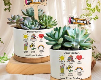 Lehrer Danke Blumentopf, Benutzerdefinierte Lehrer Pflanzentopf, Geschenk für Lehrer Wertschätzung, Lehrer Sukkulenten Pflanzer, Schulanfang Geschenk, Lehrer