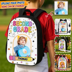 Sac à dos personnalisé pour enfant avec nom et photo, cartable prêt à craquer, jardin d'enfants personnalisé, cartable 1re, 2e année, cadeau de rentrée