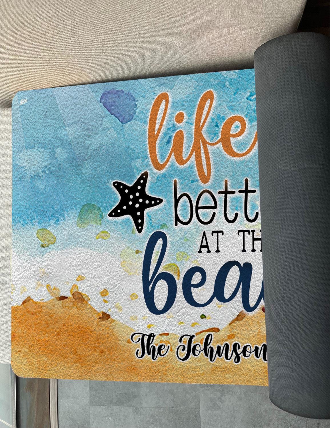 Life is Better at the Beach Doormat, Beach House Door Mat, Printed ...