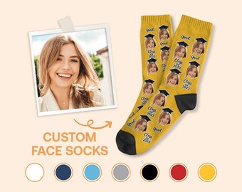Personalized Face Socks, Graduation Custom Face Socks, Graduation Gifts, Graduation Ceremony Socks, Friend Gift, Student Socks