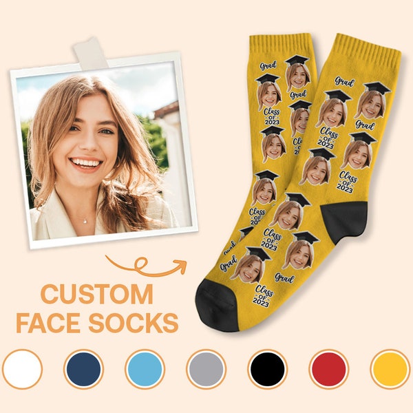 Personalized Socks With Photo Xmycdz Custom Graduation Face Sock For Son Daughter Graduation Socks Men 2022
