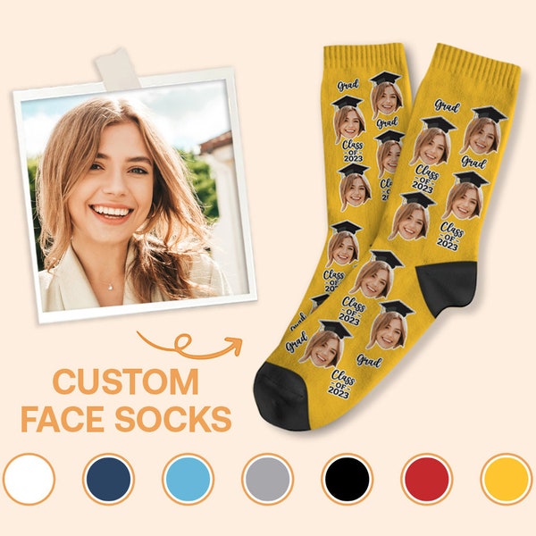 Personalized Face Socks, Graduation Custom Face Socks, Graduation Gifts, Graduation Ceremony Socks, Friend Gift, Student Socks